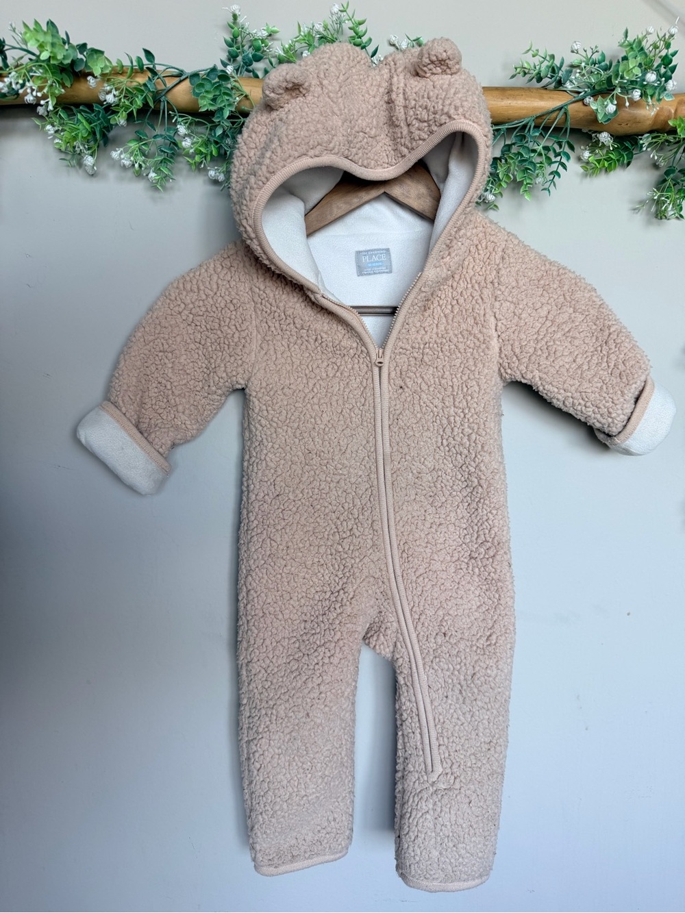 5/$35 The Children's Place Cream Sherpa Fleece-Lined One-Piece